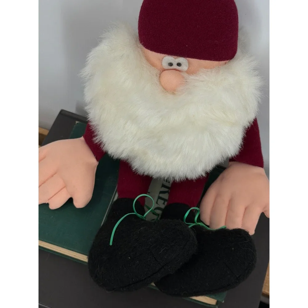 Vintage 1984 Hallmark Somebuddies Santa Elf Plush Burgundy Christmas Decor 17
